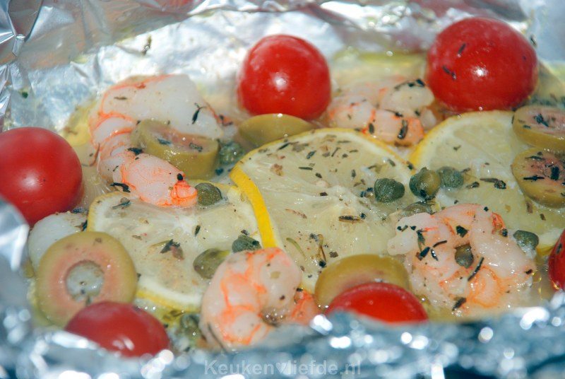 Vis en papillotte (in een papiertje)