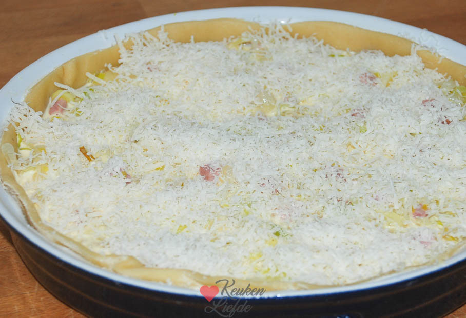 Romige quiche met prei en ham