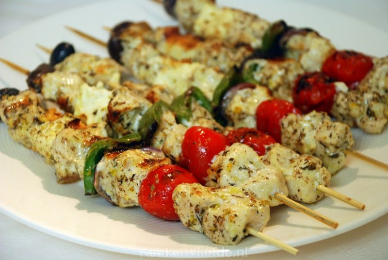 Gemarineerde Griekse kipspiesjes