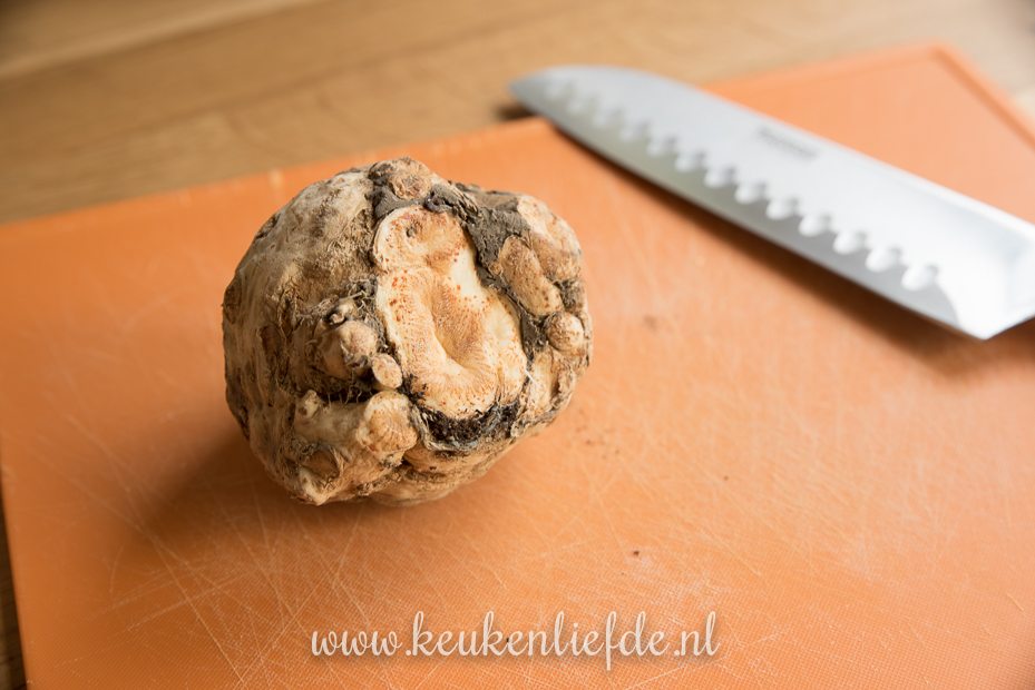 Selderijsalade met ham en bieslook