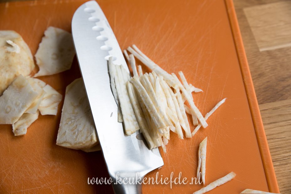 Selderijsalade met ham en bieslook