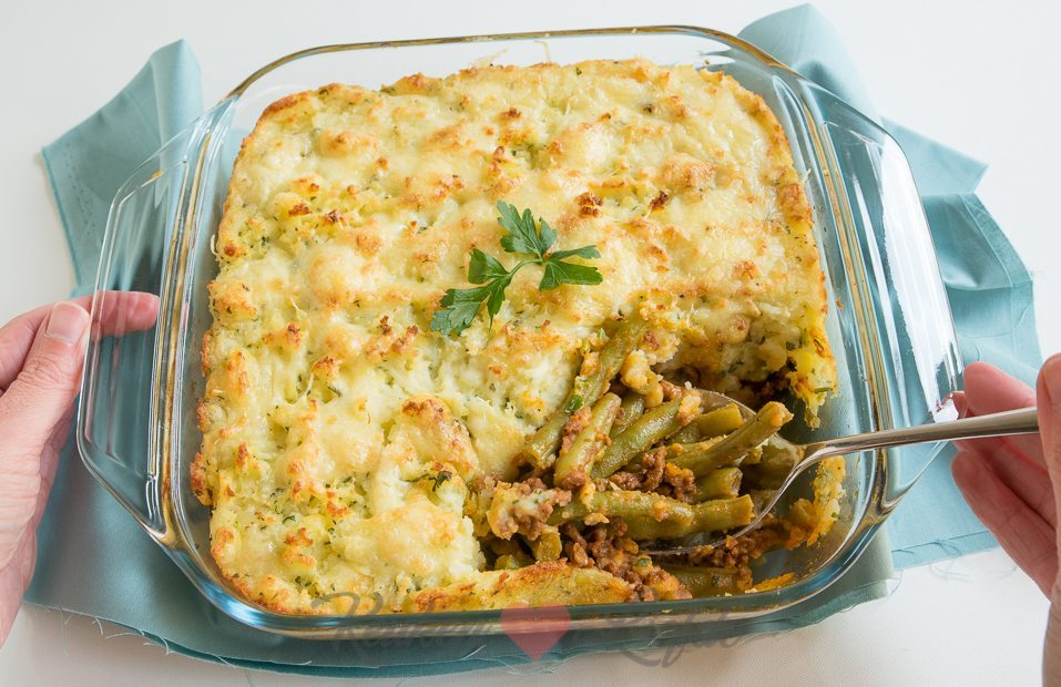 Ovenschotel met sperziebonen en gehakt