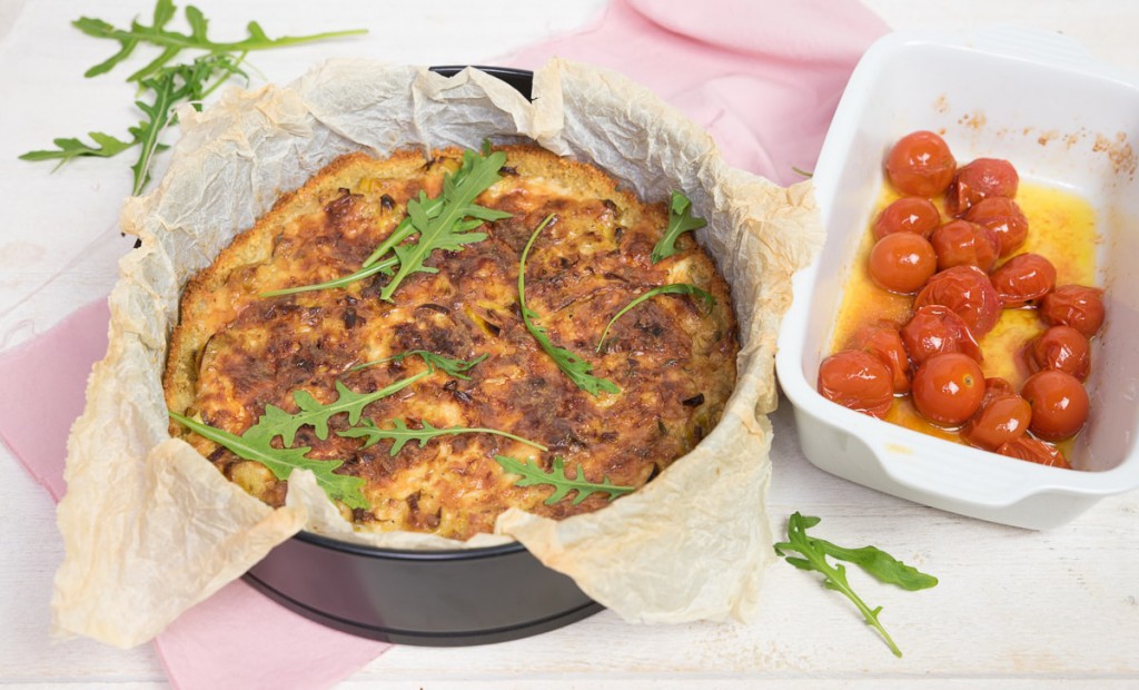 Couscous-quiche met prei en oude kaas