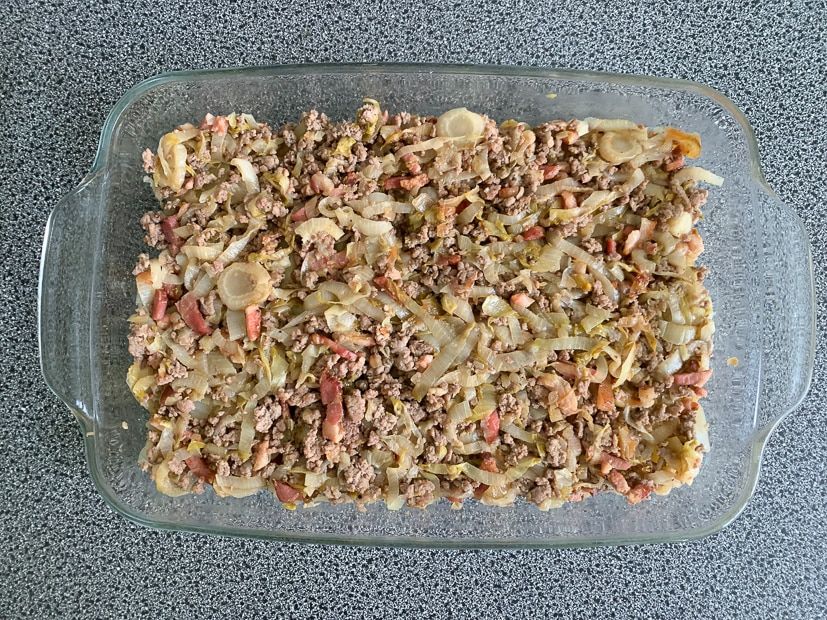 Witlofovenschotel met gehakt en kaassaus