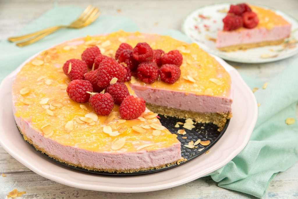 No bake frambozencheesecake met lemoncurd