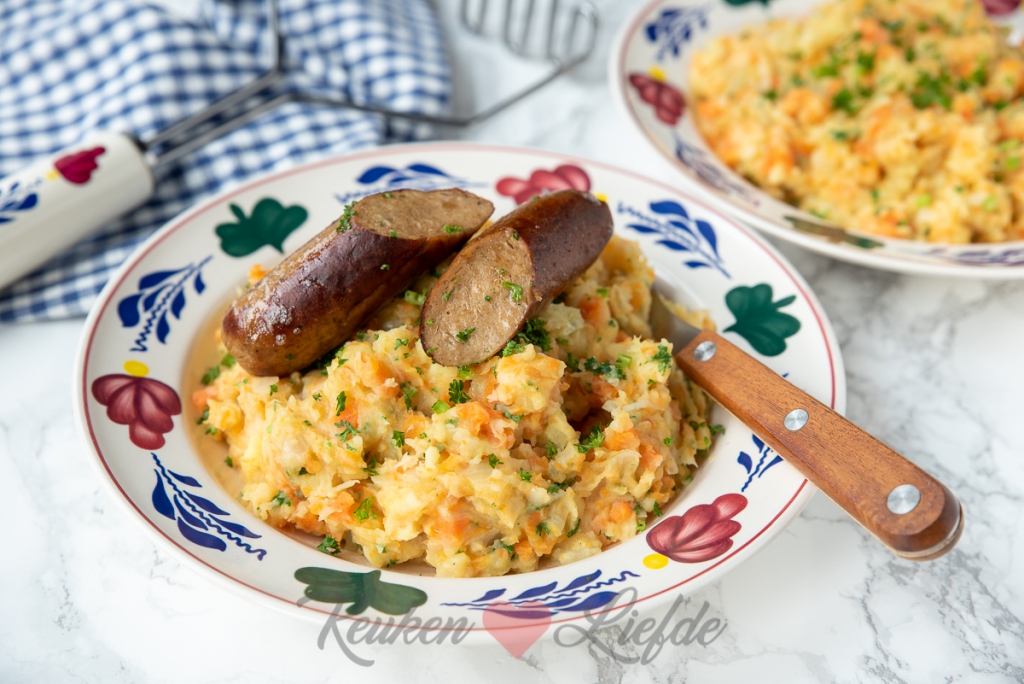 Hutspot met vegetarische braadworst