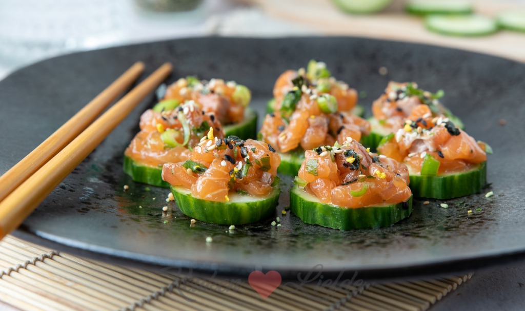 Komkommerhapje met zalmtartaar