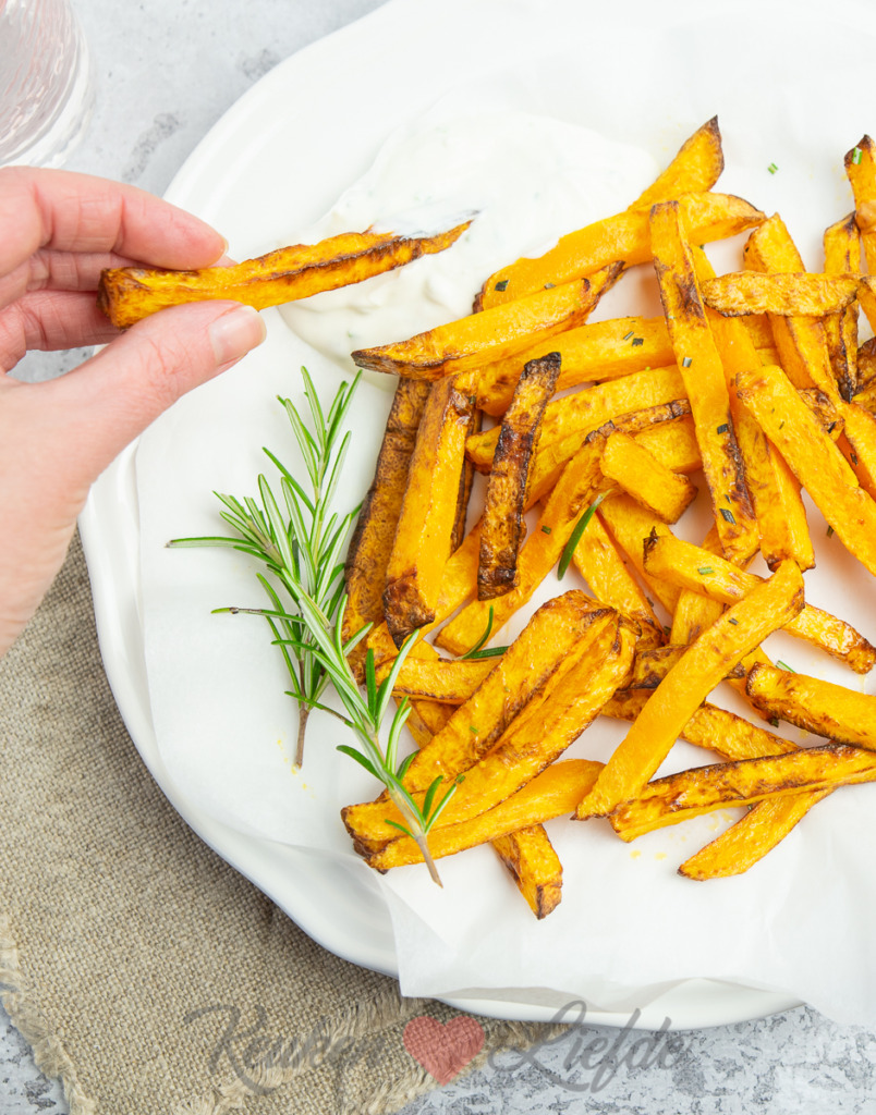 Pompoenfriet uit de airfryer Pompoenfriet uit de airfryer