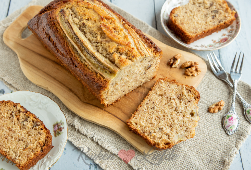 Bananenbrood met walnoot en kokos