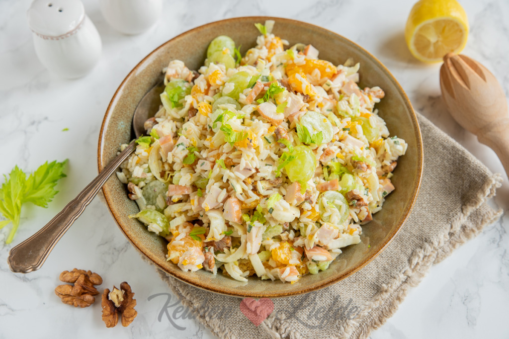 Rijstsalade met kip en witlof