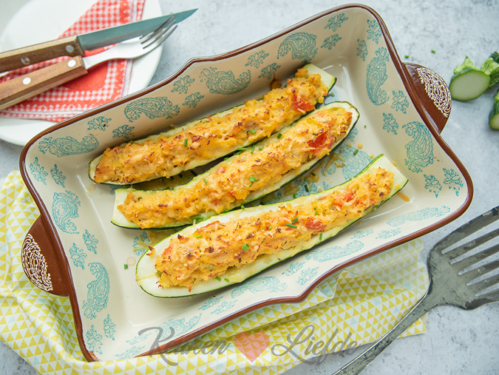Gevulde courgette met aardappelpuree