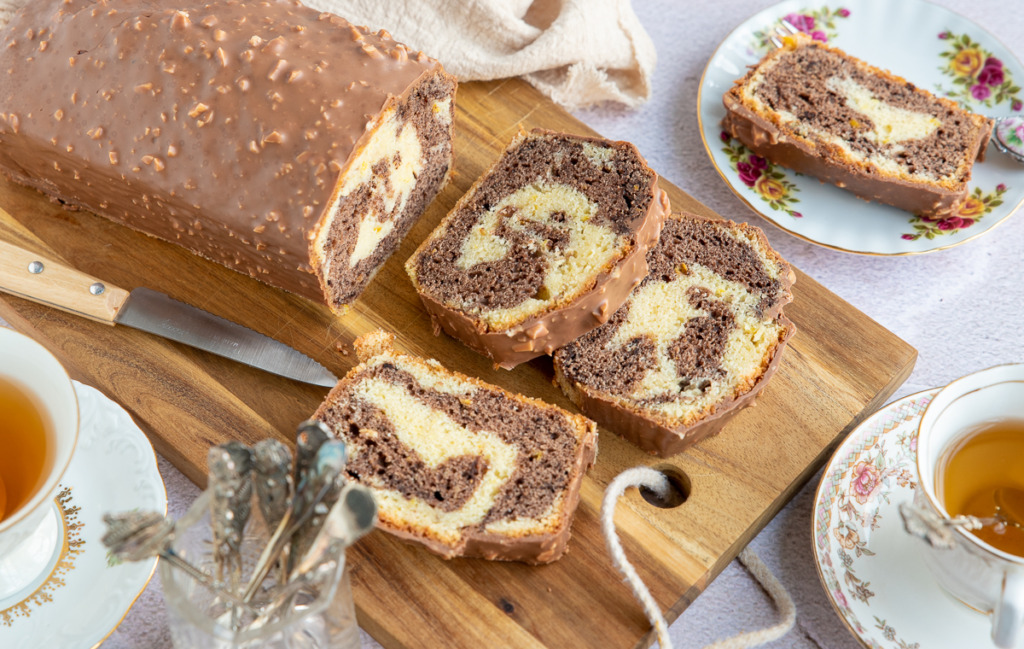 Marmercake met chocoladeglazuur