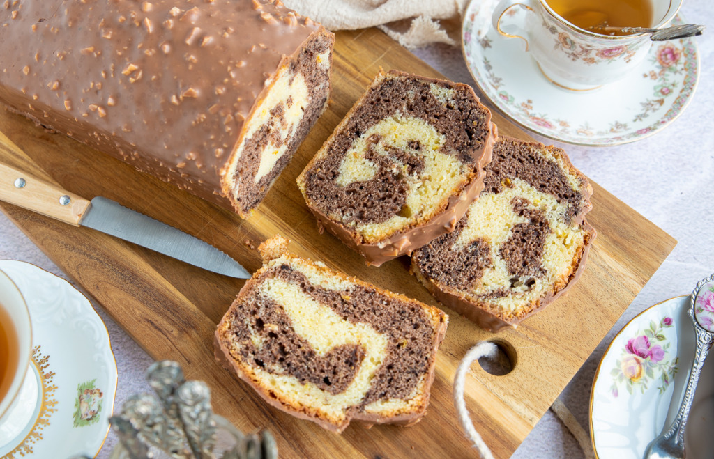 Marmercake met chocoladeglazuur