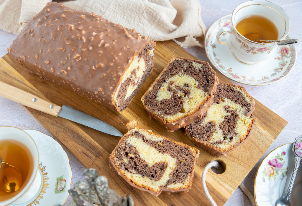 Marmercake met chocoladeglazuur