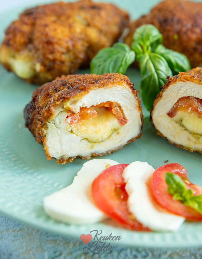 Gevulde kipschnitzel caprese Gevulde kipschnitzel caprese
