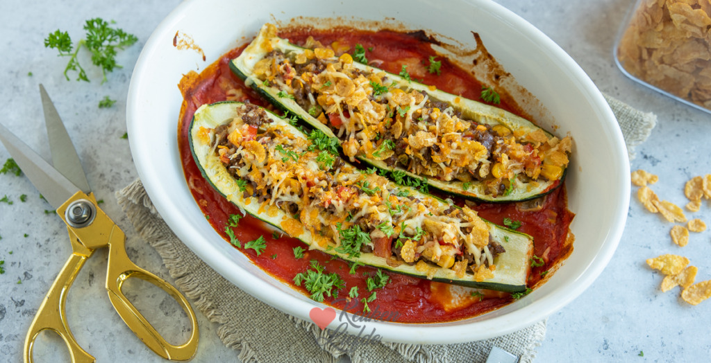 Gevulde courgette met Mexicaans gehakt