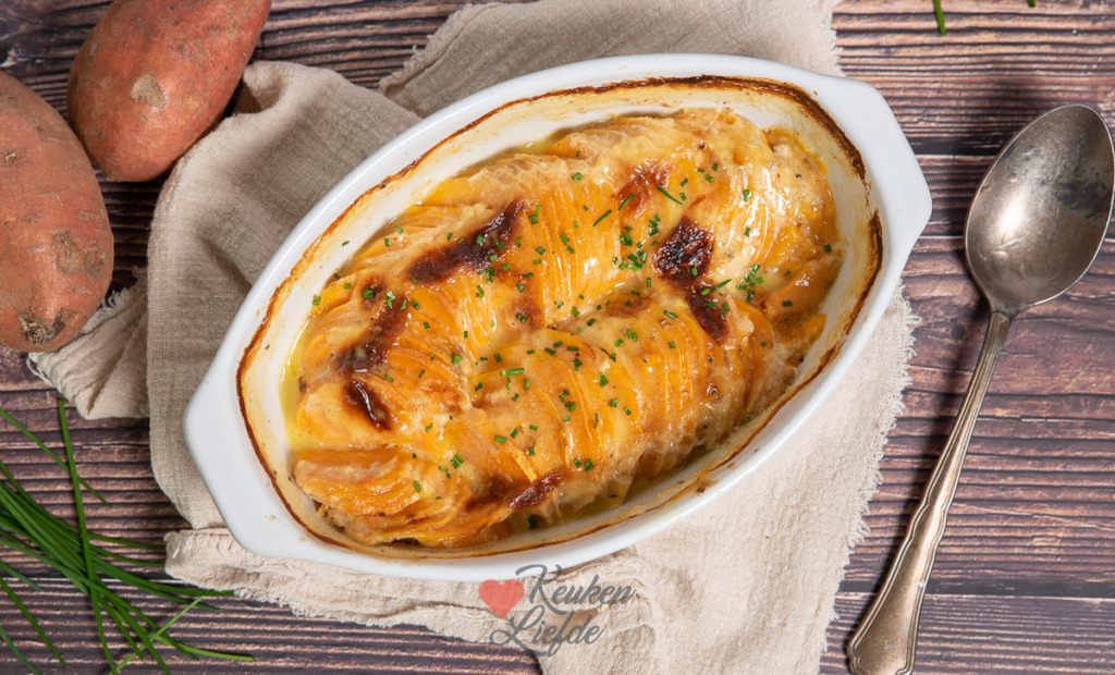 Zoete aardappel gratin