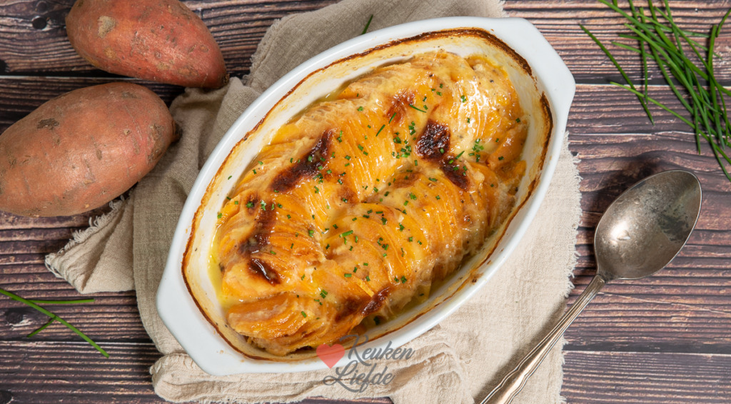 Zoete aardappel gratin Zoete aardappel gratin