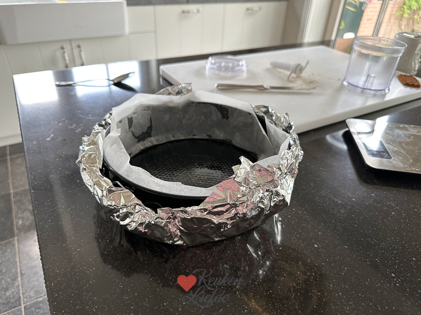 Perzik cheesecake met cookie dough kruimels Perzik cheesecake met cookie dough kruimels