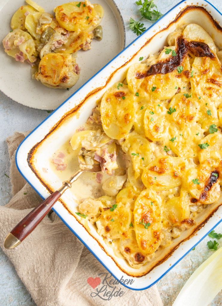 Witlof gratin met ham en kaas Witlof gratin met ham en kaas