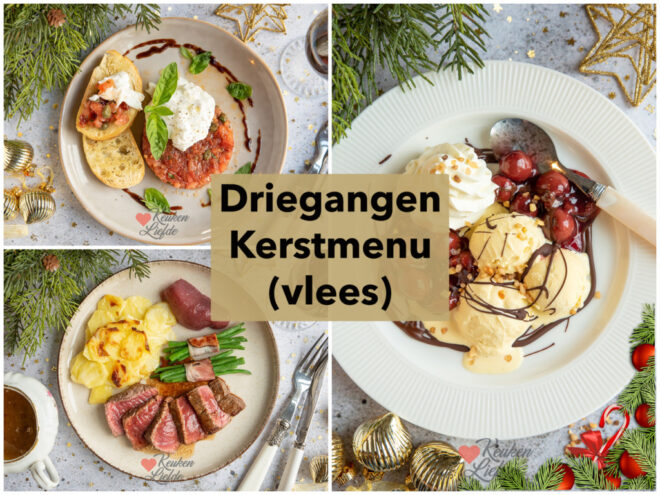 Driegangen kerstmenu vlees