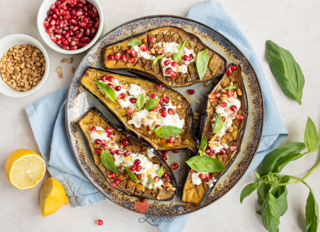 Geroosterde aubergine met saffraanyoghurt