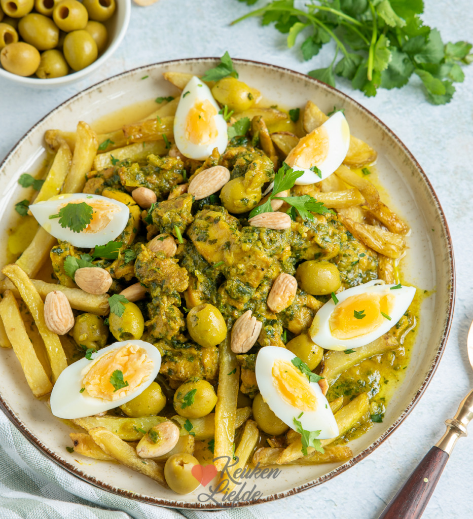 Marokkaanse kip met olijven