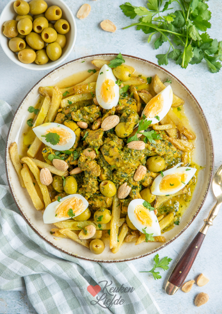 Marokkaanse kip met olijven