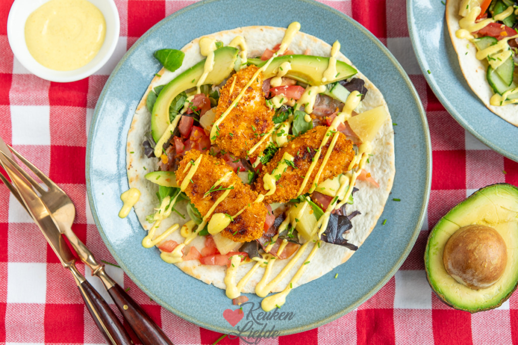 Wraps met krokante kip en kerriemayonaise