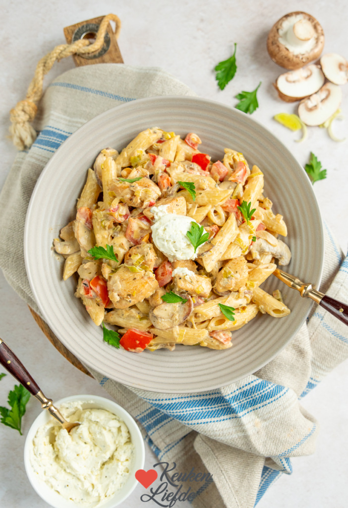 Romige pasta met kip Romige pasta met kip