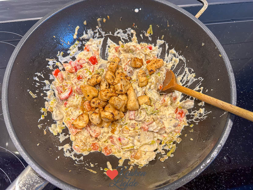 Romige pasta met kip