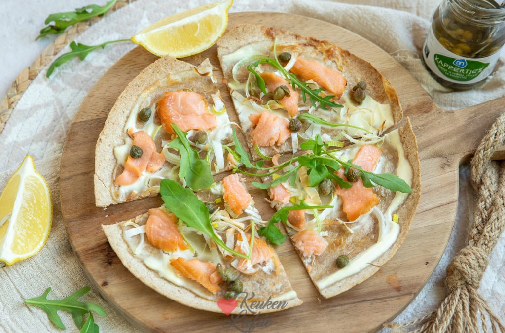 Flammkuchen wrap met zalm