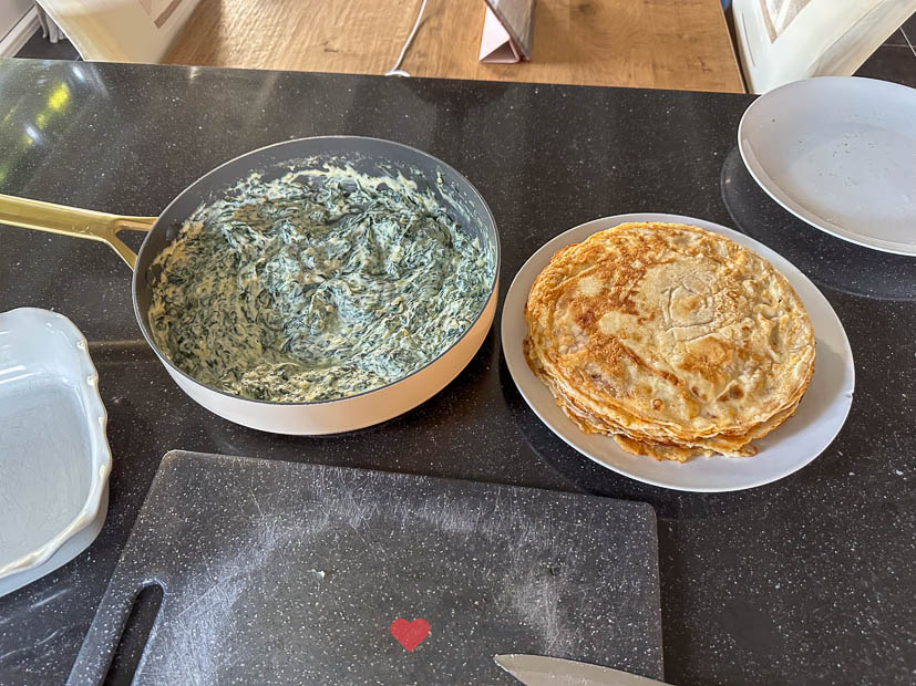 Pannenkoeken met spinazie en ricotta
