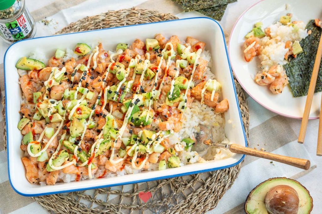 Sushi bake met zalm